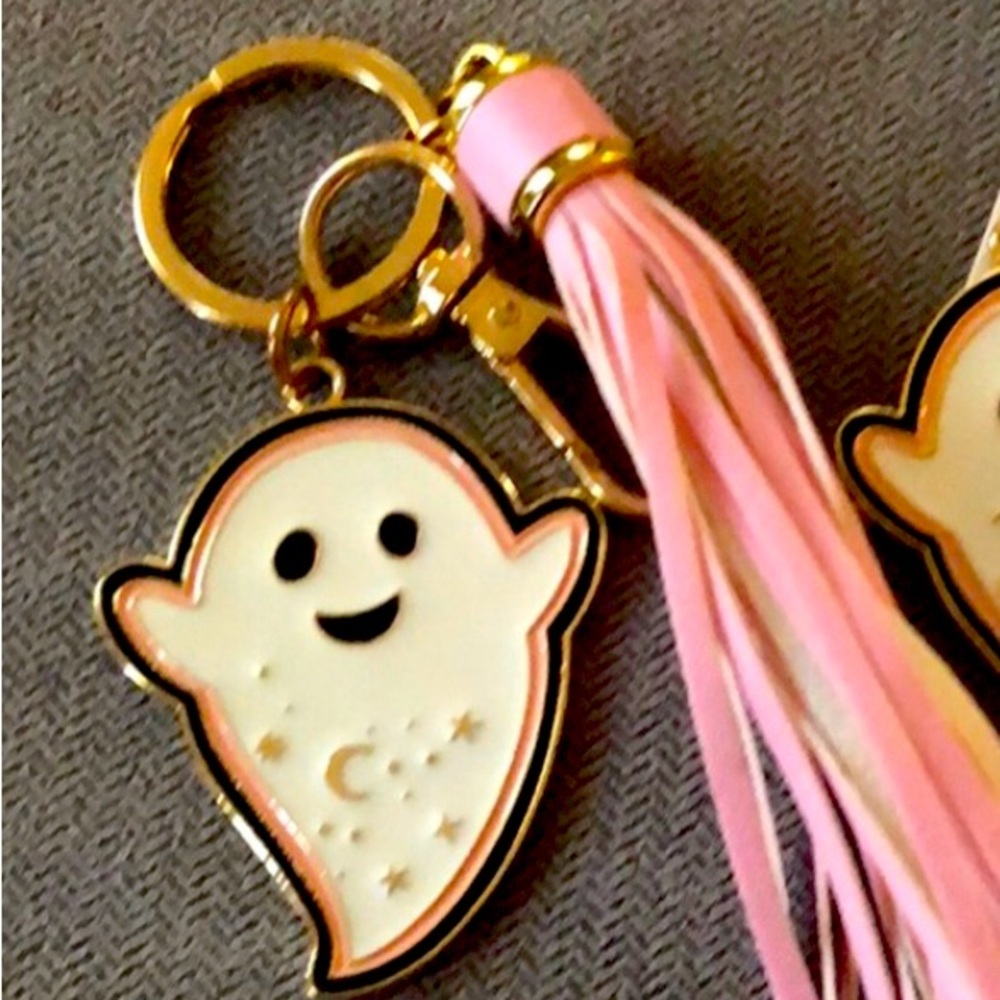 Pink Ghost Holiday keychain